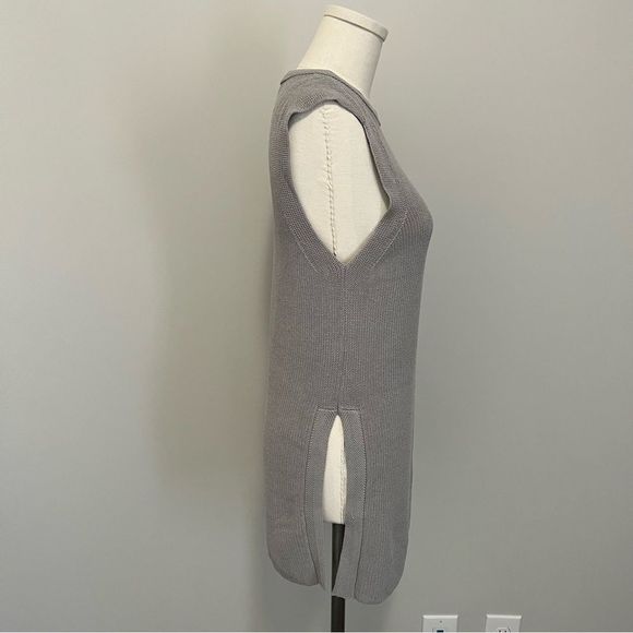 Aritzia Wilfred  Palmier Sweater Sleeveless Crew Neck Sweater Tunic Light Gray - Picture 9 of 14